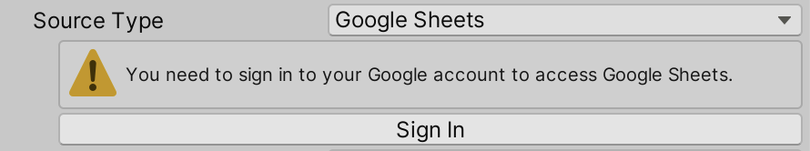 Sign-in prompt in the GameTable Inspector